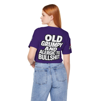 Old Grumpy & Allergic to Bullshit Graphic T-Shirt | Funny Sarcastic Tee