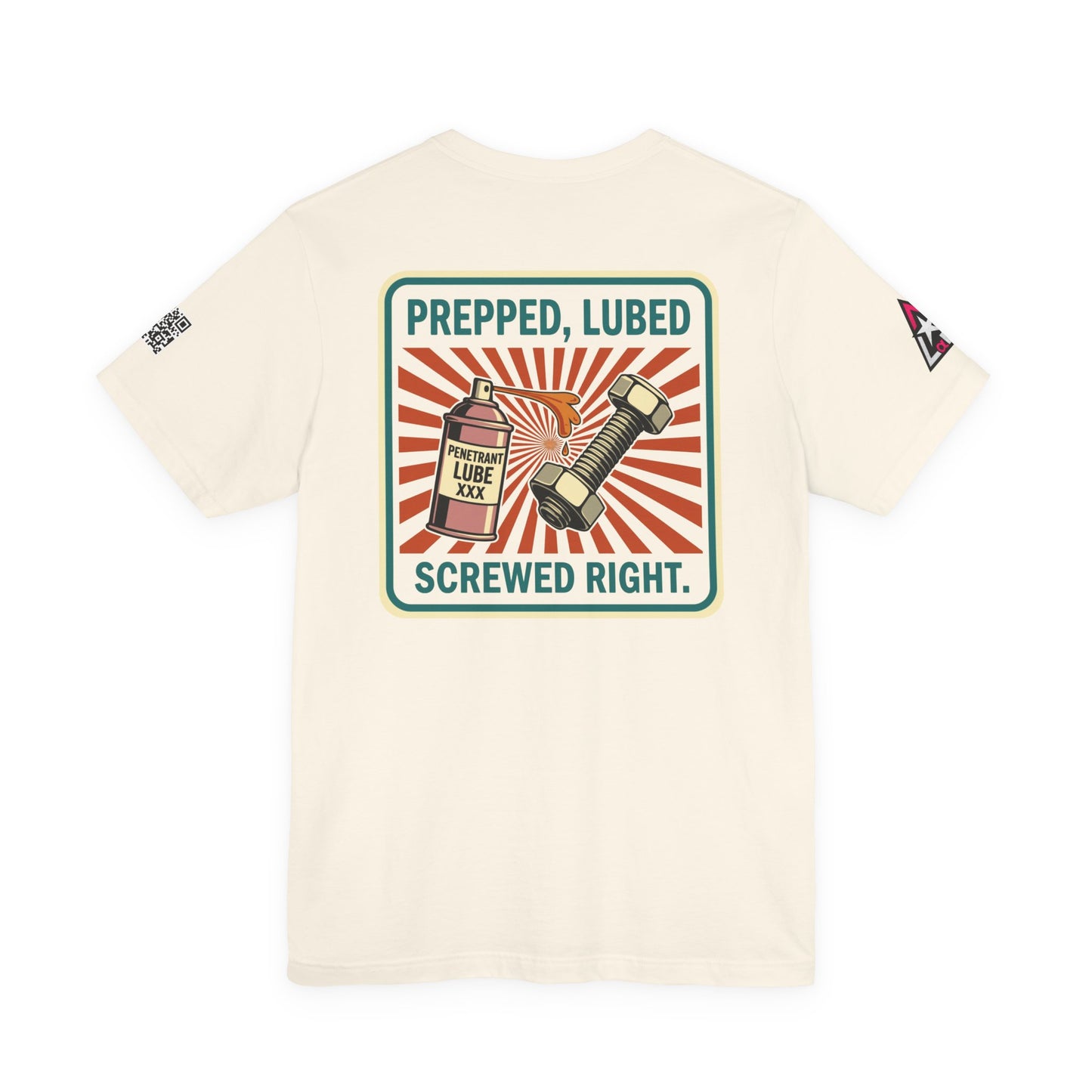 PREPPED, LUBED, SCREWED RIGHT Graphic T-Shirt | Mechanic Humor Tee | Funny Garage Shirt | Vintage Streetwear Tee