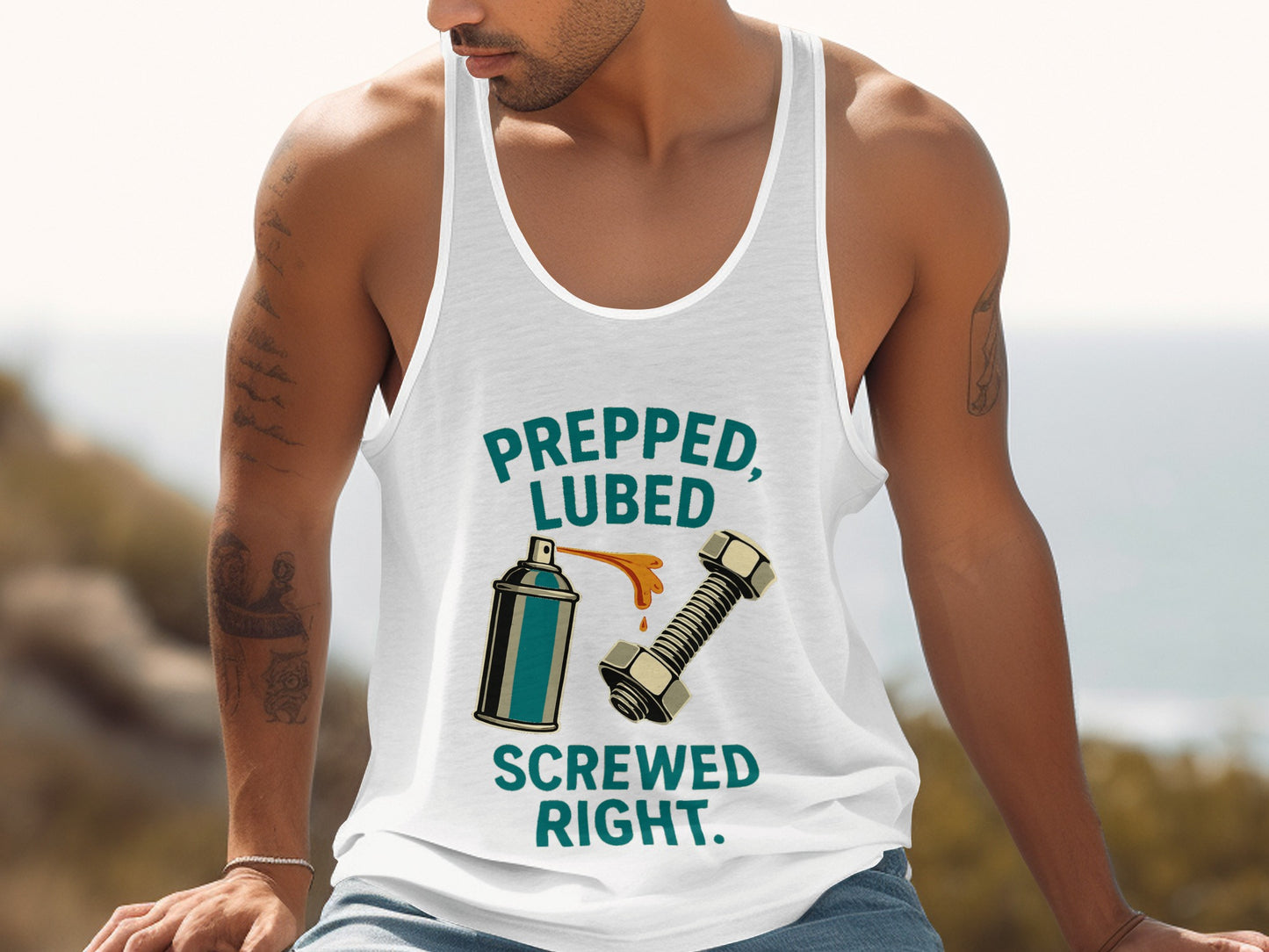 Prepped Lubed Screwed Right Graphic Tank Top product