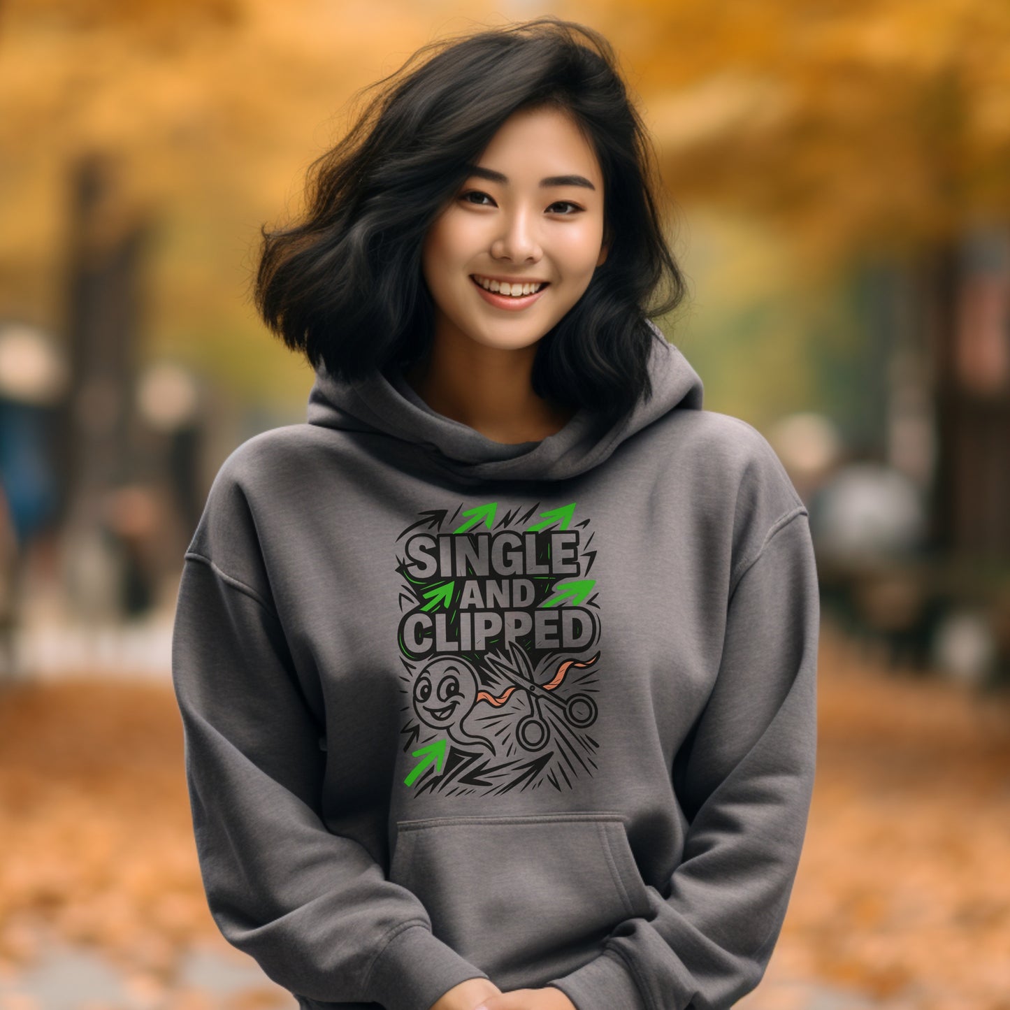 Single And Clipped Design Printed Hoodie product