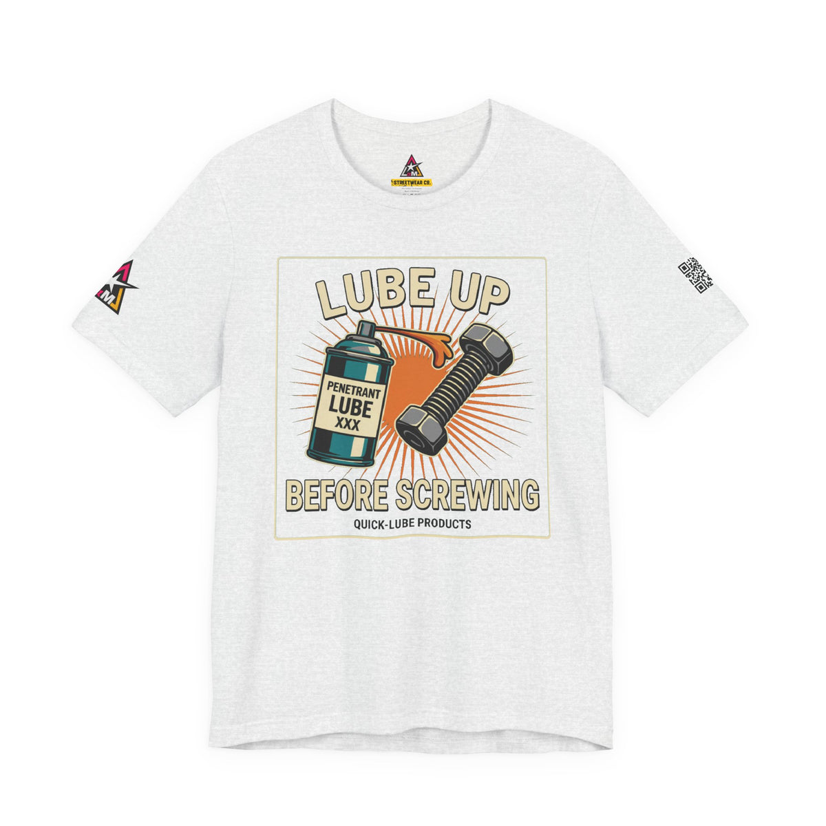 LUBE UP BEFORE SCREWING Graphic T-Shirt | Funny Mechanic Tee | Dirty Garage Humor Shirt | Vintage Automotive Tee