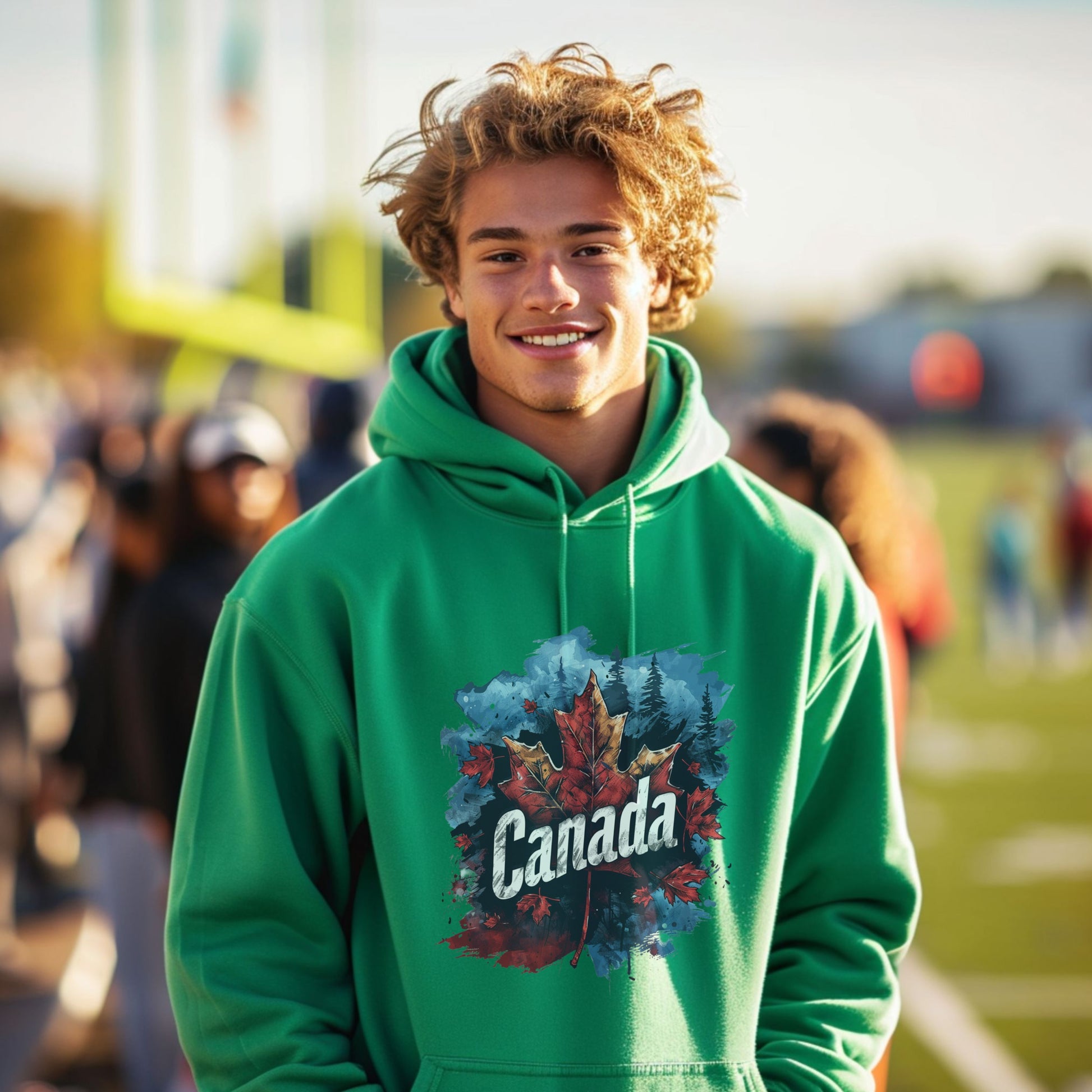 Stylish Green Canada Themed Hoodie product type