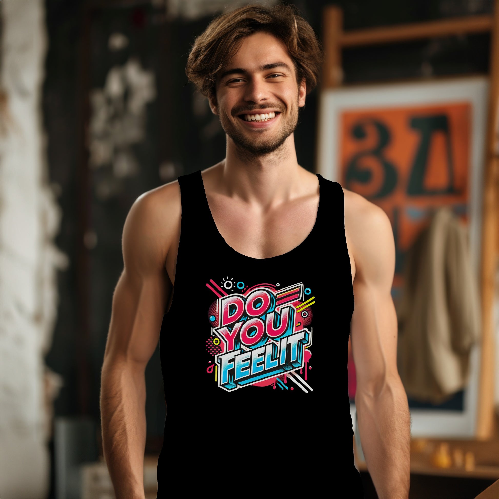 Do You Feel It Tank Top Vibrant Graphic Design Tank Top product type