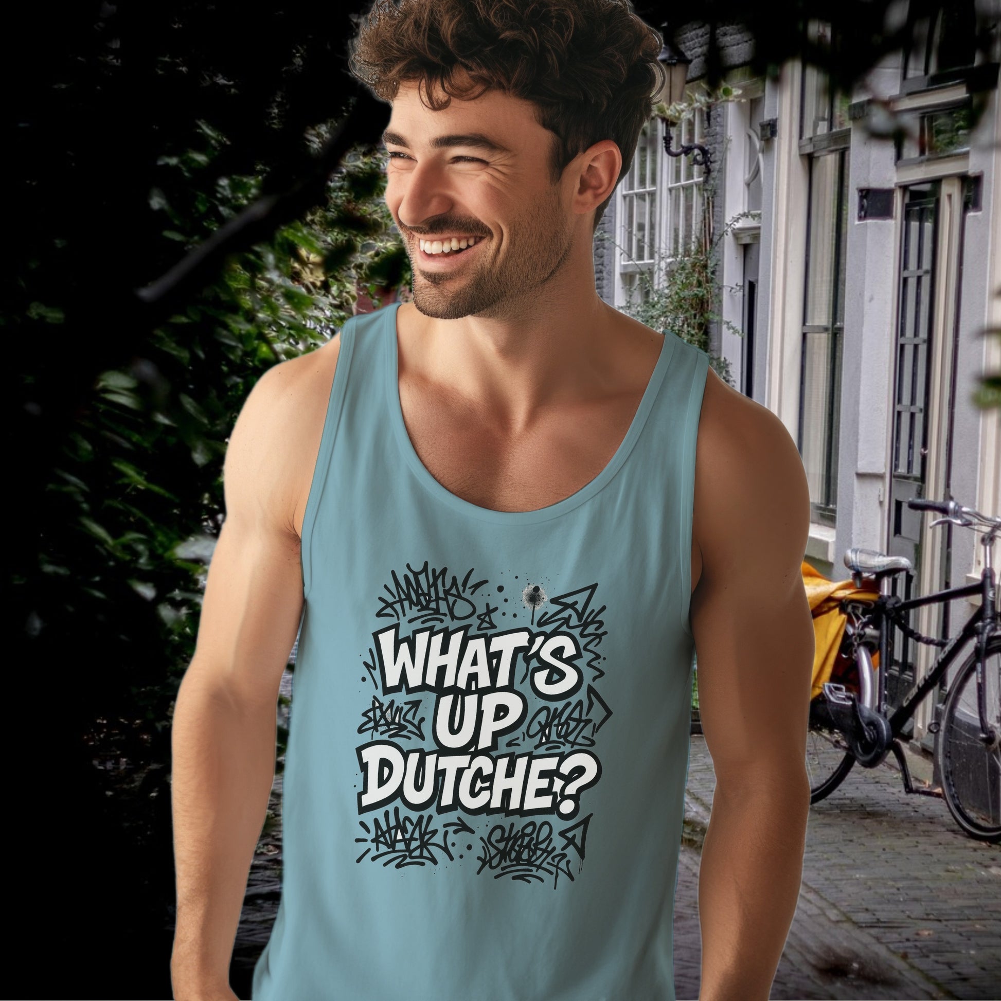 Stylish Graphic 'What's Up Dutche?' Tank Top product type