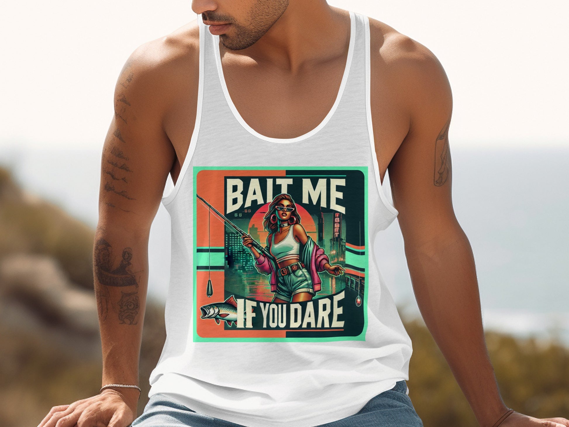 Bait Me If You Dare Fishing Graphic Tank Top product type