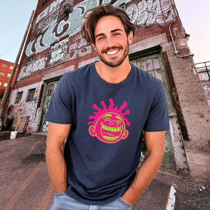 Smiling Face Tee with Bright Graffiti Street Art Design