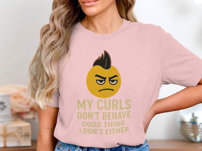 My Curls Don't Behave Funny Emoji Face Shirt product type
