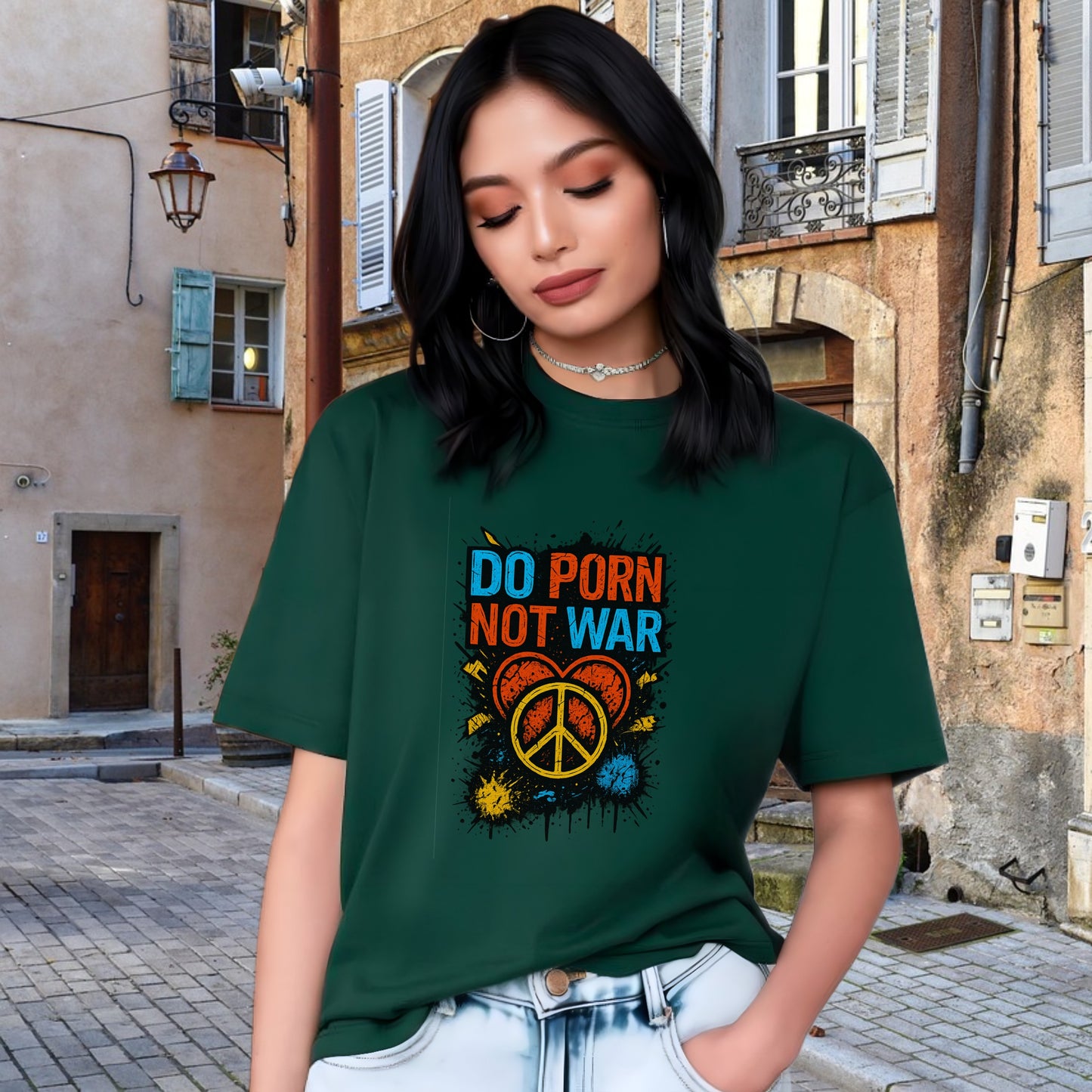 Do Porn Not War Peace Sign Graphic Shirt product type