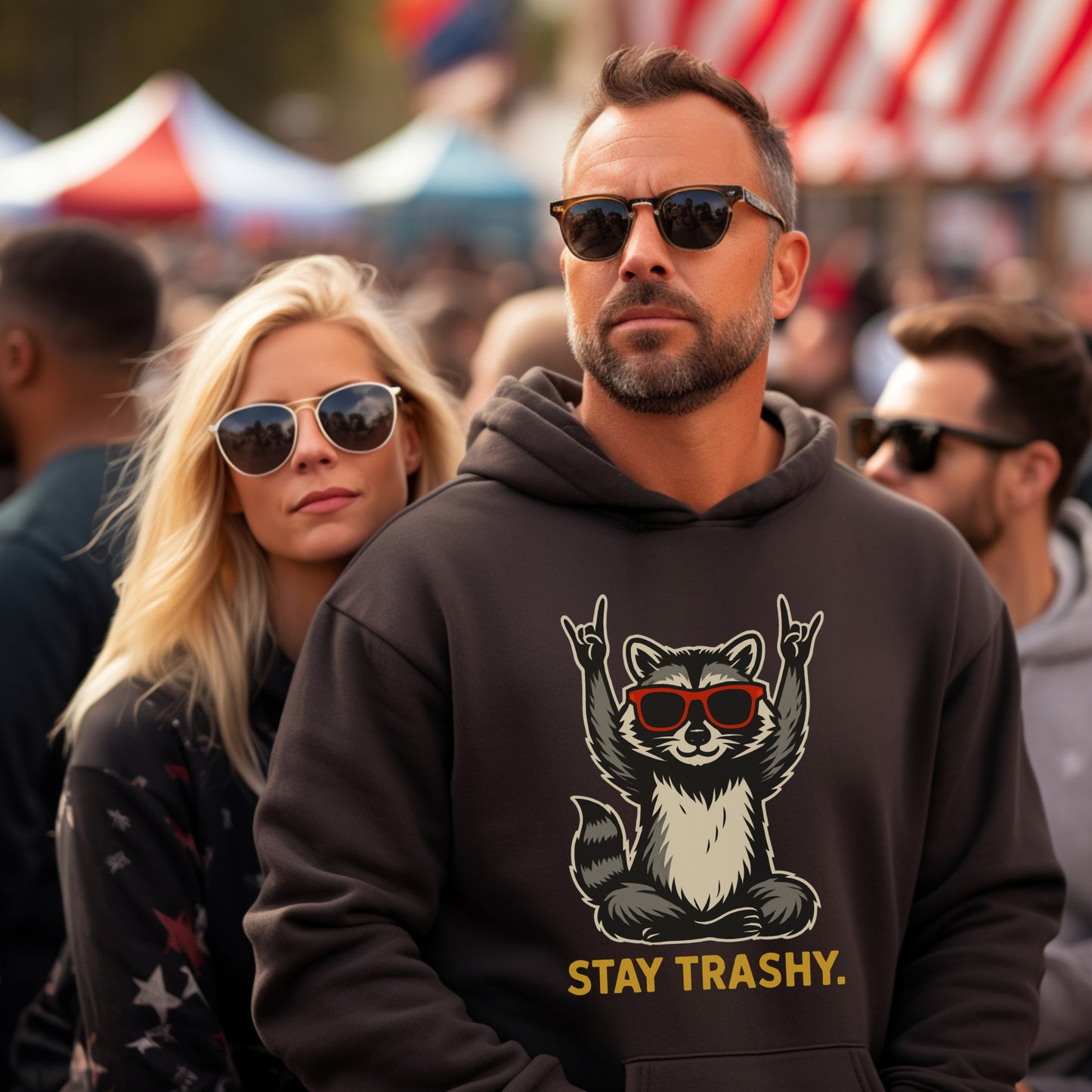 Stay Trashy Funny Raccoon Graphic Hoodie Unisex