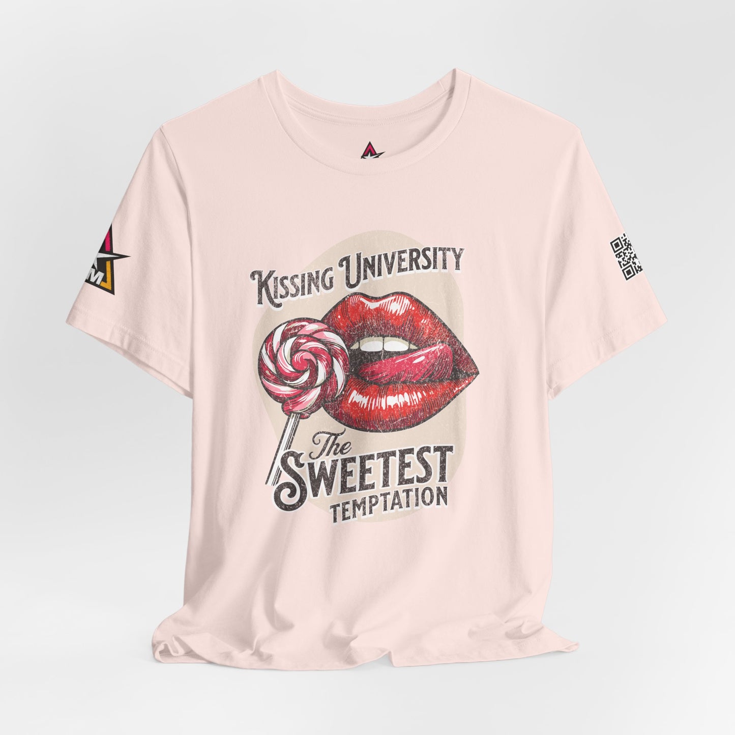 Kissing University Graphic T-Shirt | Sweetest Temptation Tee | Flirty Retro Streetwear Shirt