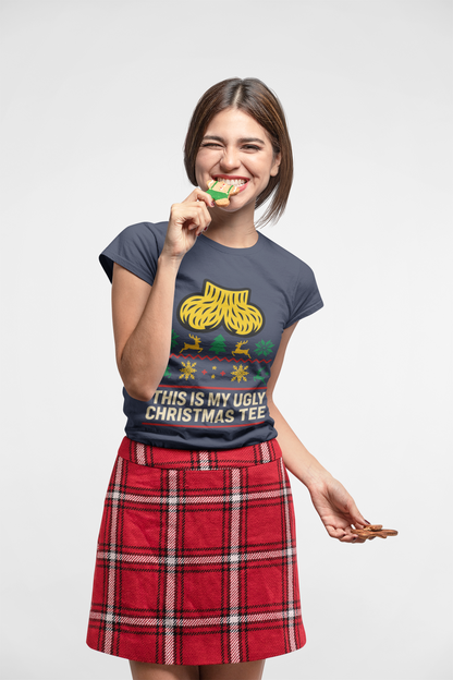 This Is My Ugly Christmas Tee Bold Reindeer & Gold Balls Ornament Holiday T-Shirt