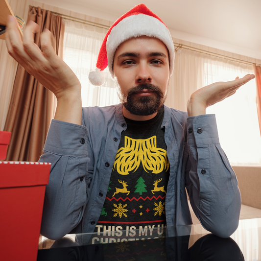 This Is My Ugly Christmas Tee Bold Reindeer & Gold Balls Ornament Holiday T-Shirt