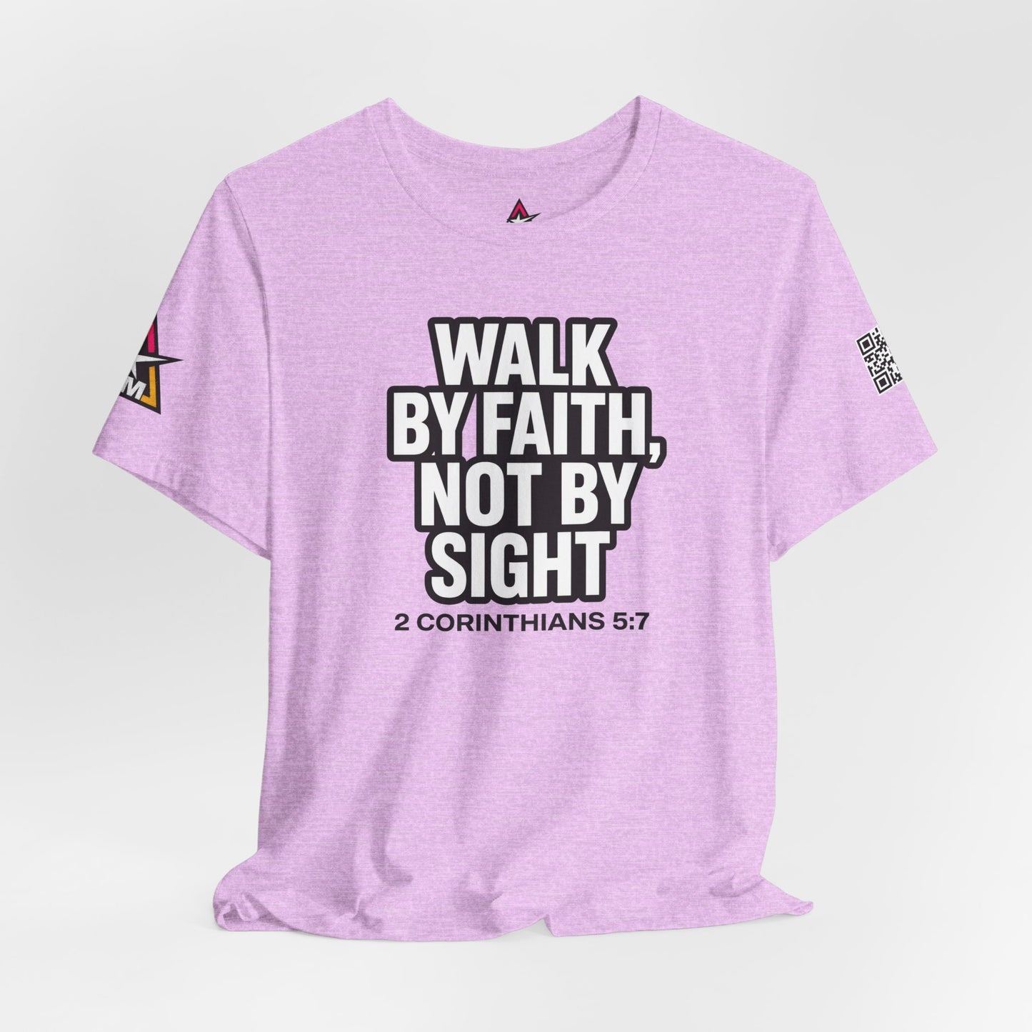 Walk by Faith, Not by Sight Graphic T-Shirt | 2 Corinthians 5:7 Christian Tee | Faith Streetwear