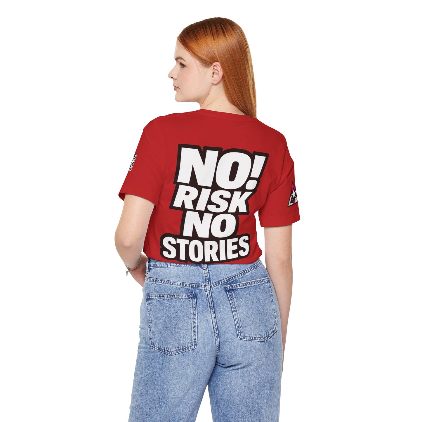 No Risk No Stories – Bold Motivational Graphic TeeNo Risk No Stories – Bold Motivational Graphic Tee