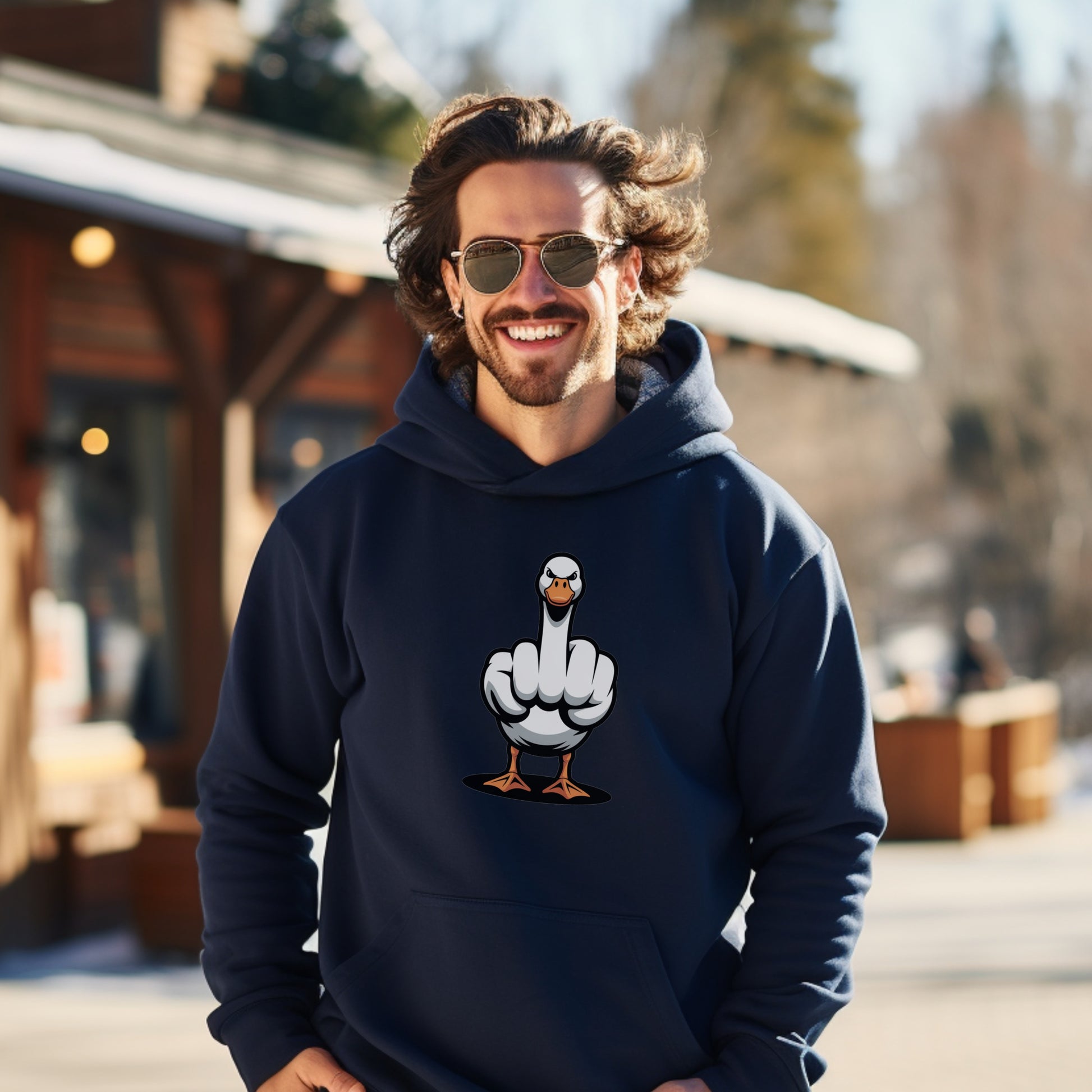 Funny Goose Flipping Middle Finger Hoodie