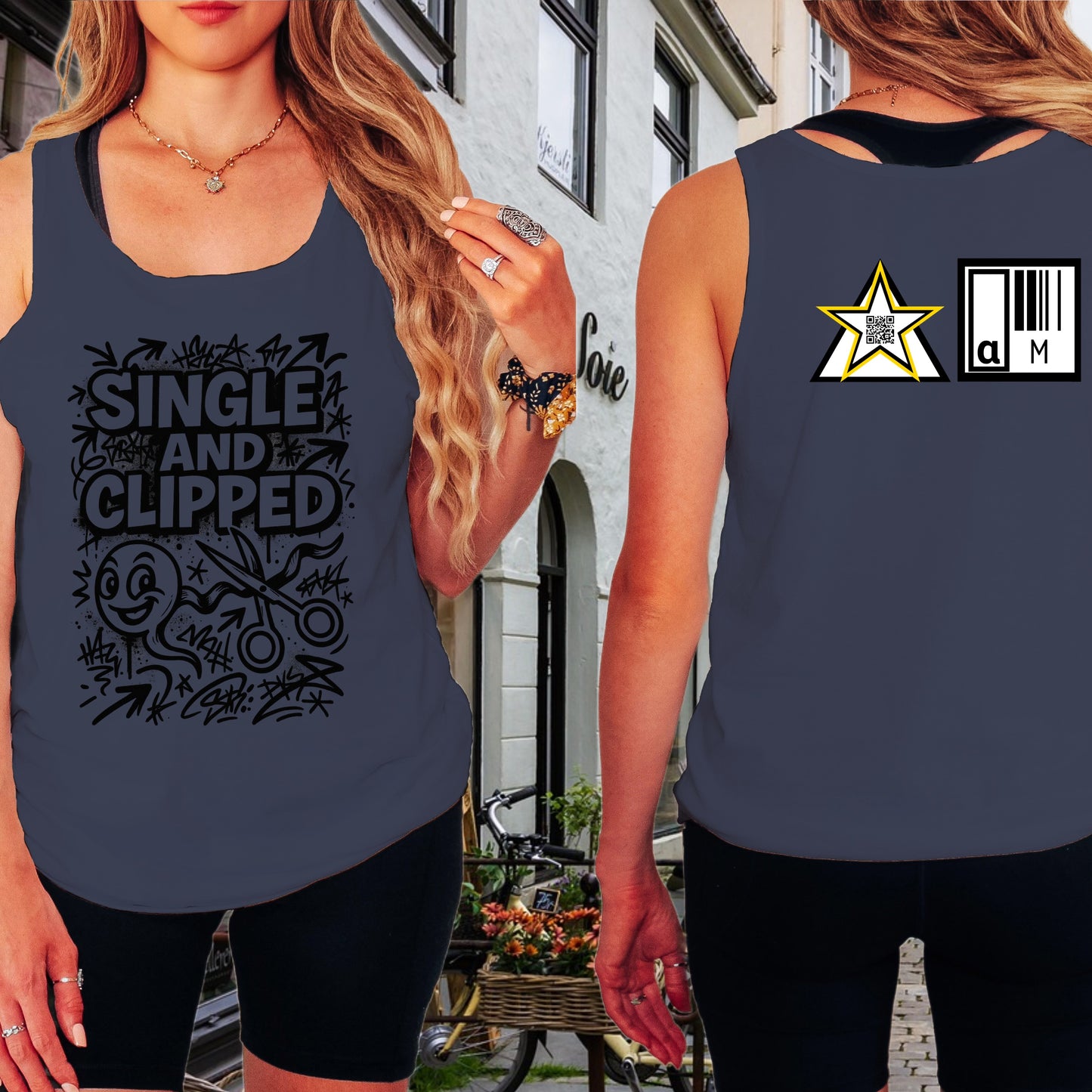 Unique Single And Clipped Graphic Tank Top product