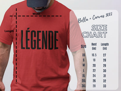 LÉGENDE Graphic T-Shirt Detailed Size Chart