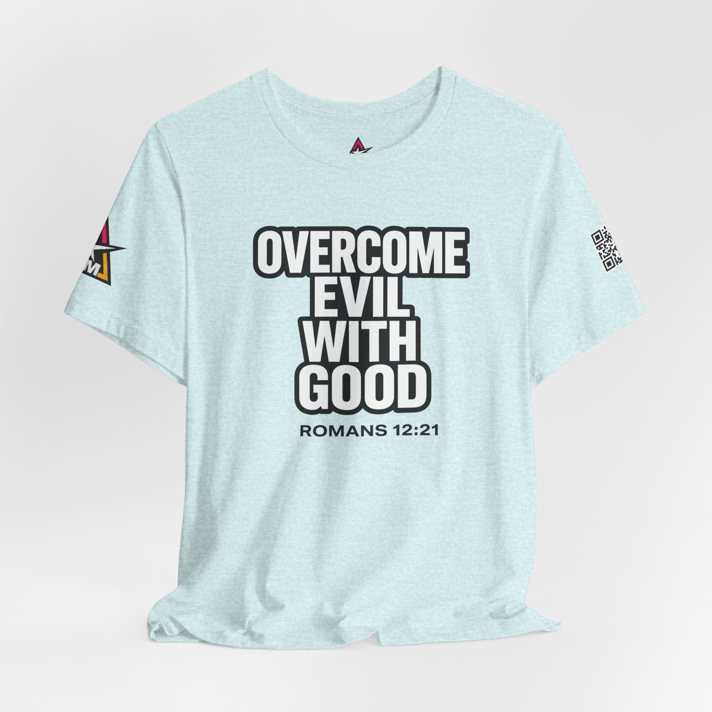 Overcome Evil With Good Graphic T-Shirt | Romans 12:21 Christian Tee | Faith & Strength Streetwear