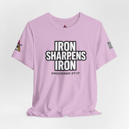 Iron Sharpens Iron Graphic T-Shirt | Proverbs 27:17 Christian Tee | Faith & Strength Streetwear