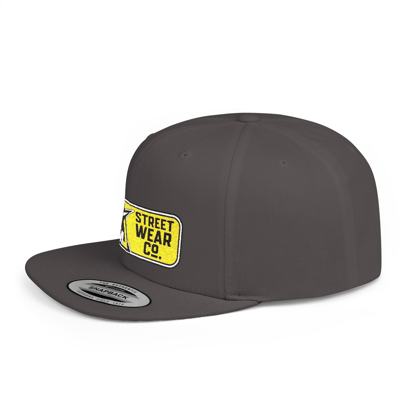 AM Streetwear Co. Embroidered Snapback Hat | Premium Streetwear Cap | Modern Logo Flat Bill Hat | Everyday Lifestyle Cap