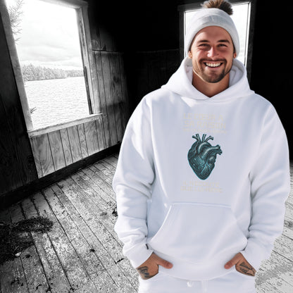 Stylish White Hoodie with Artistic Heart Design