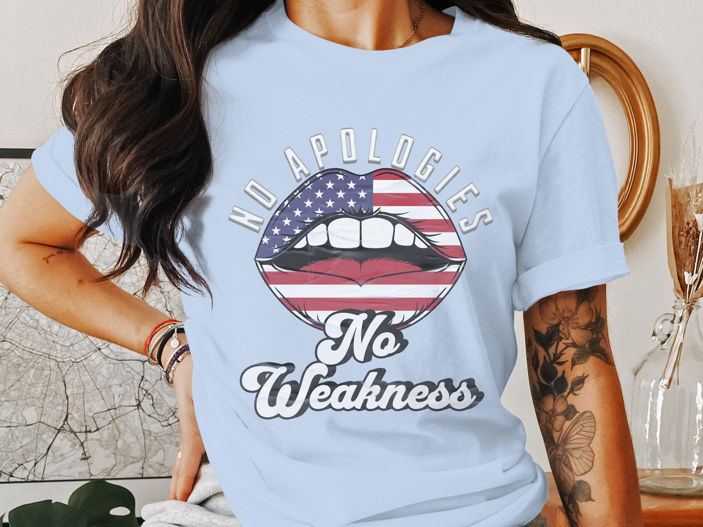 No Apologies No Weakness Lip Print Graphic Tee product type