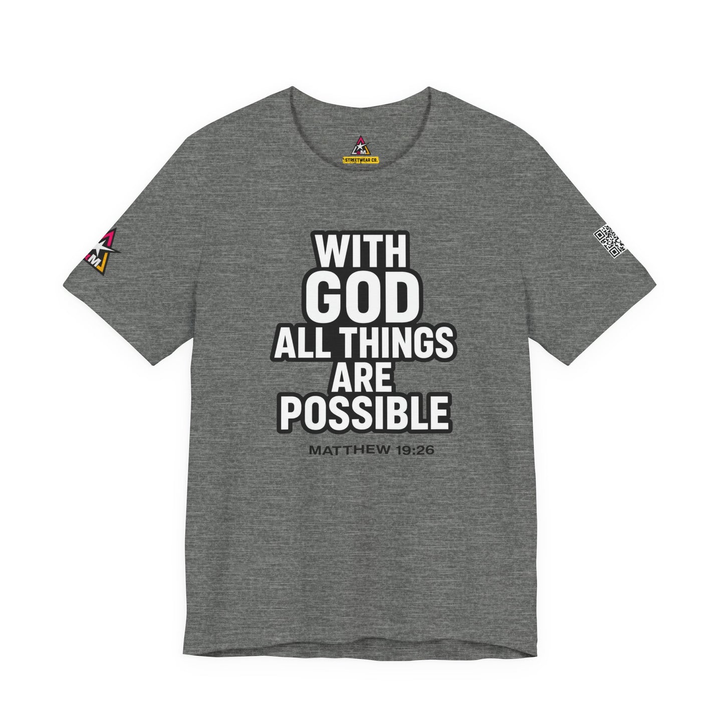 With God All Things Are Possible Graphic T-Shirt | Matthew 19:26 Christian Tee | Faith & Strength Streetwear