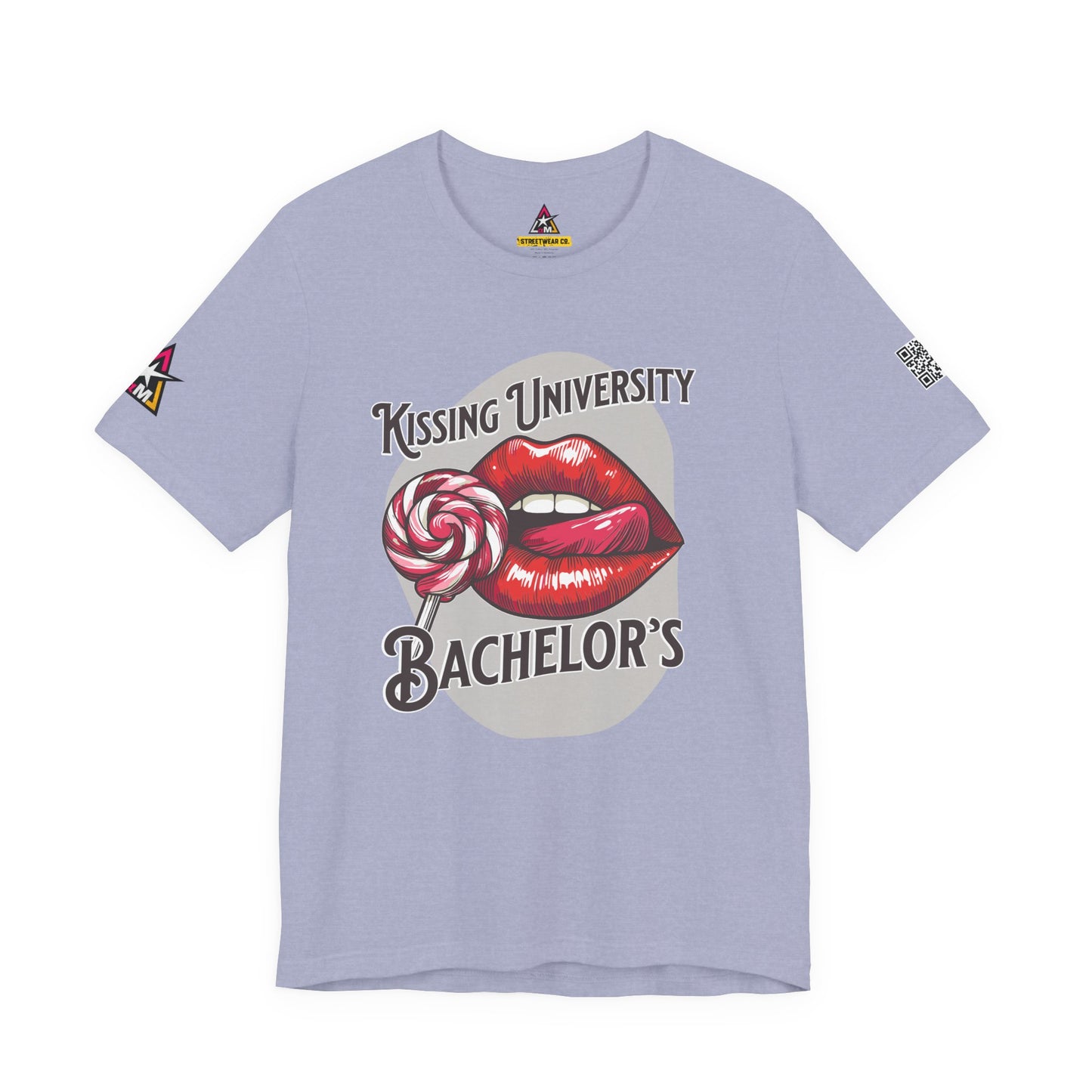 Kissing University Bachelor’s Graphic T-Shirt | Flirty Retro Tee | Funny Kissing Shirt
