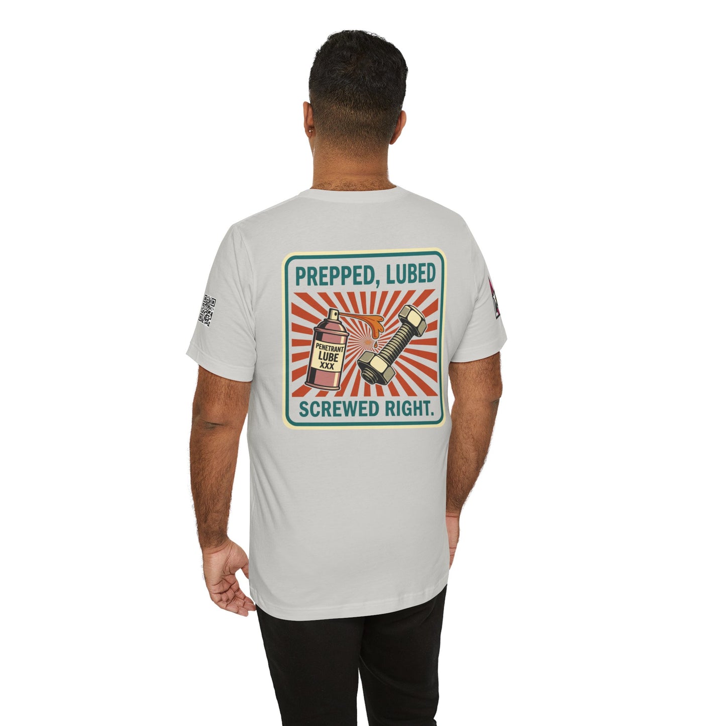 PREPPED, LUBED, SCREWED RIGHT Graphic T-Shirt | Mechanic Humor Tee | Funny Garage Shirt | Vintage Streetwear Tee