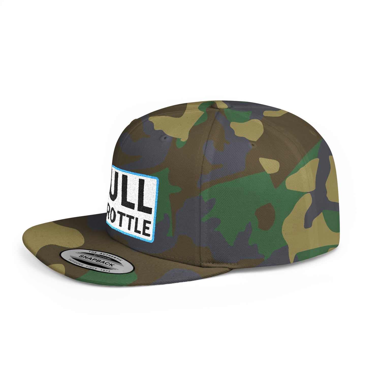 FULL THROTTLE Embroidered Flat Bill Snapback Cap | Bold Motorsport Hat | Streetwear Baseball Cap