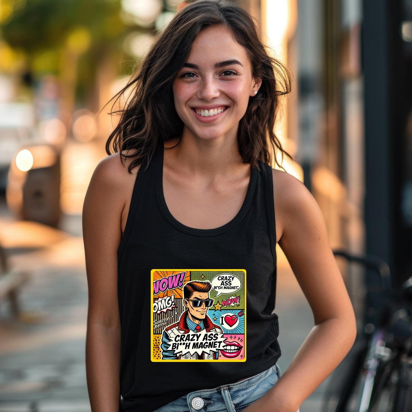 Crazy Ass B**h Magnet Comic Print Tank Top product