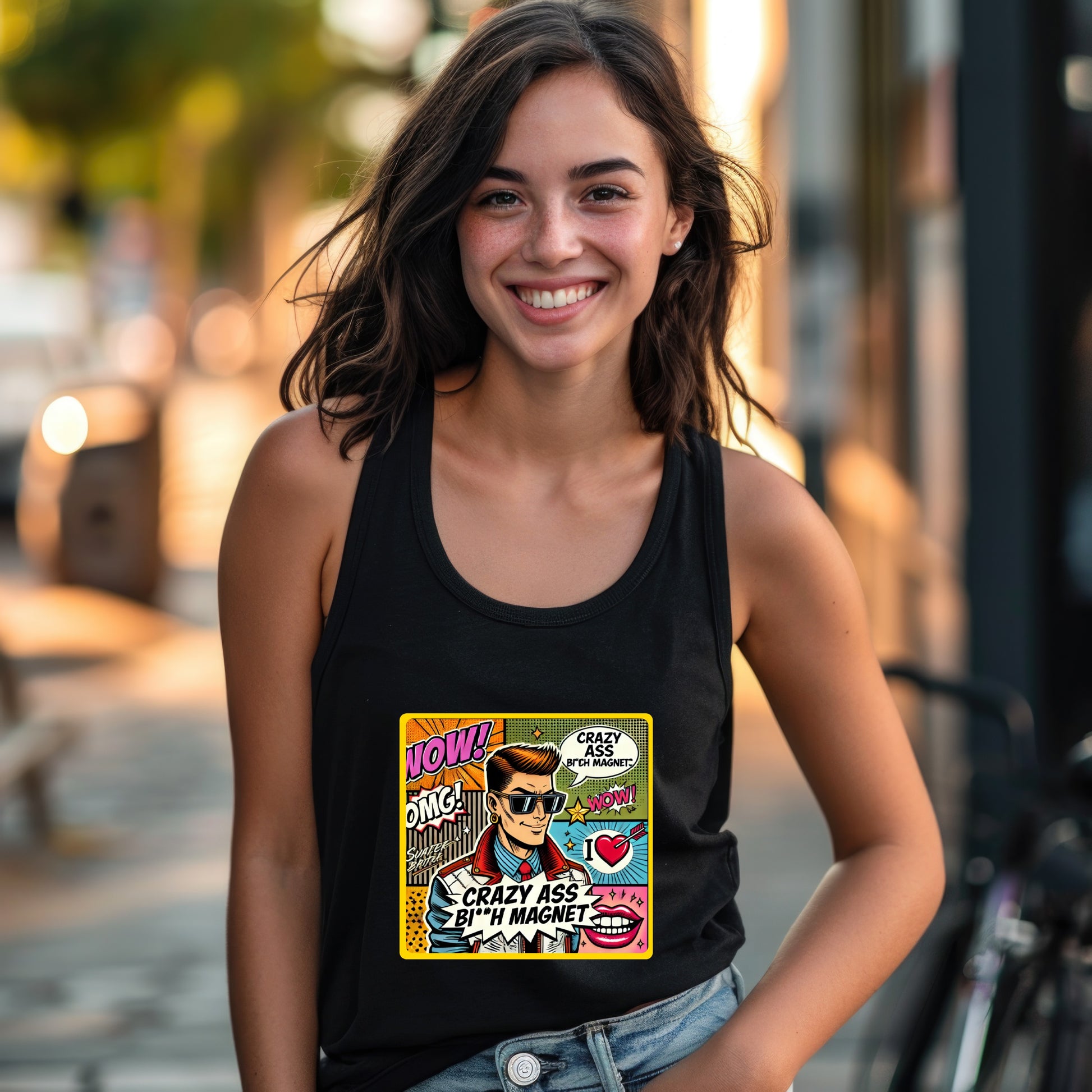 Crazy Ass B**h Magnet Comic Print Tank Top product