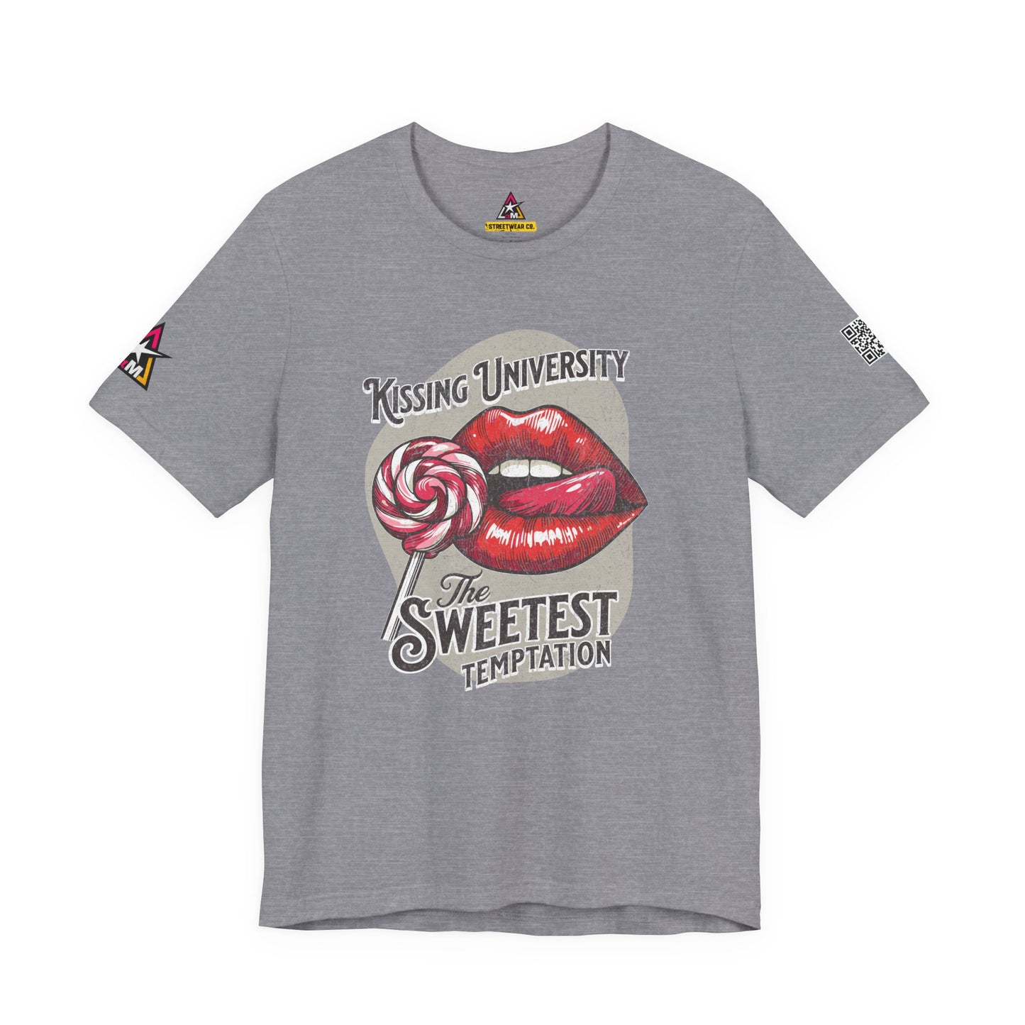 Kissing University Graphic T-Shirt | Sweetest Temptation Tee | Flirty Retro Streetwear Shirt