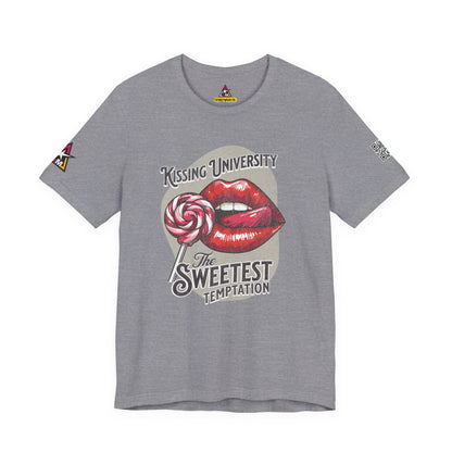 Kissing University Graphic T-Shirt | Sweetest Temptation Tee | Flirty Retro Streetwear Shirt
