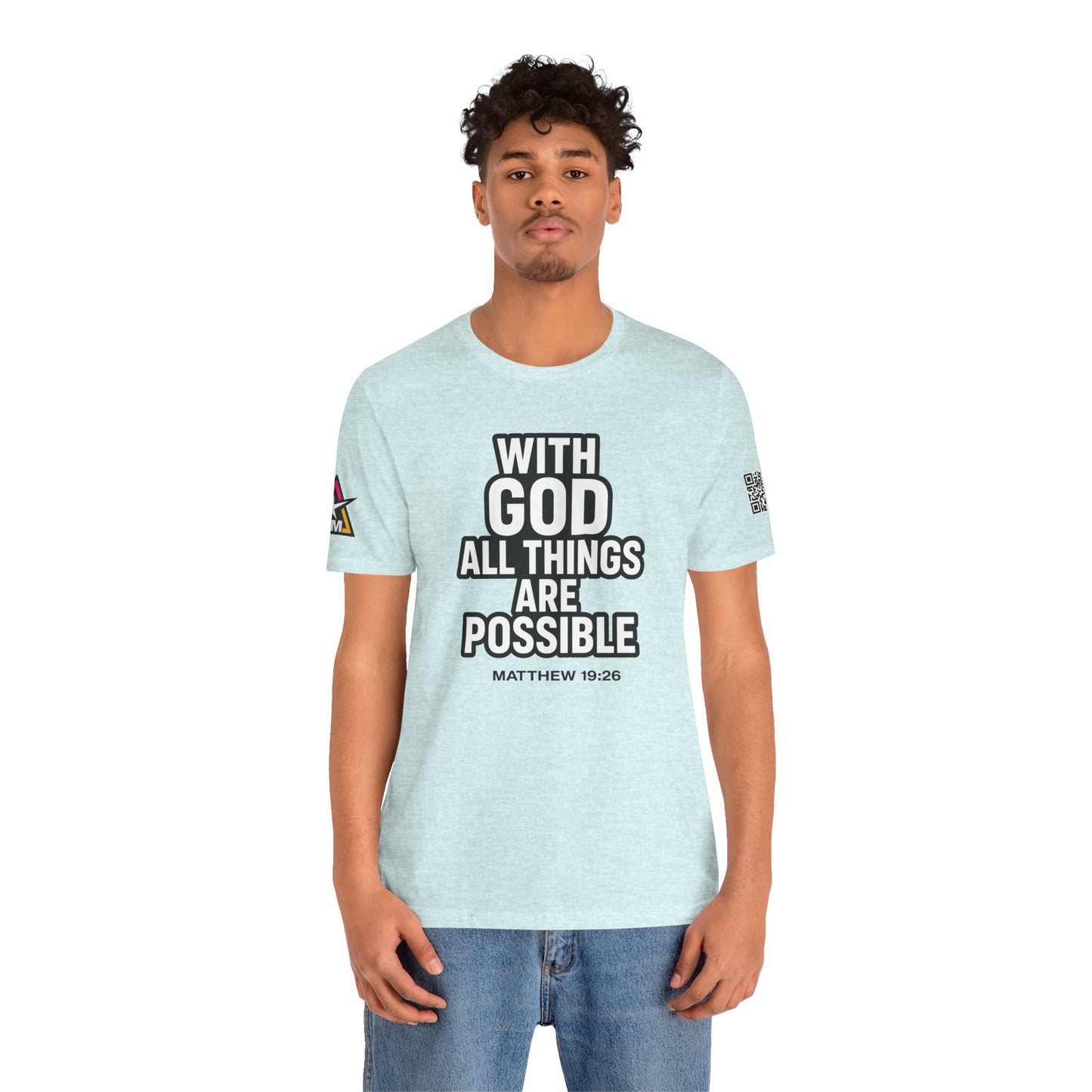 With God All Things Are Possible Graphic T-Shirt | Matthew 19:26 Christian Tee | Faith & Strength Streetwear