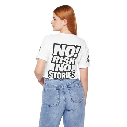 No Risk No Stories – Bold Motivational Graphic TeeNo Risk No Stories – Bold Motivational Graphic Tee
