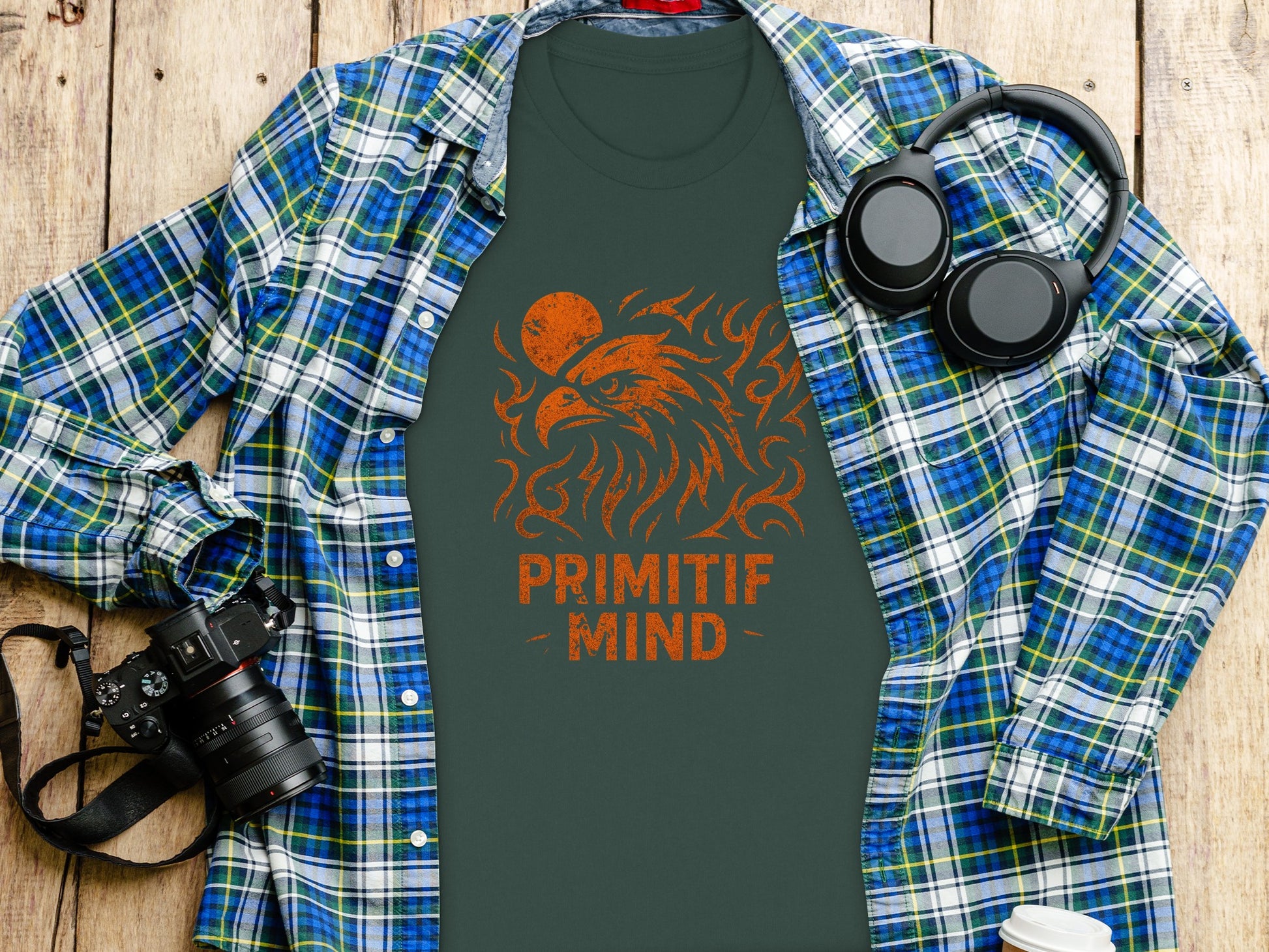 Primitif Mind Fiery Eagle Graphic Design T-Shirt product