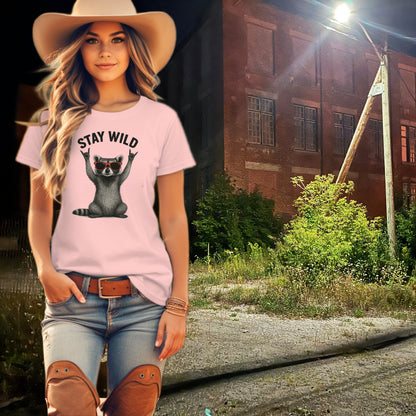 Stay Wild Raccoon Themed Graphic T-shirt