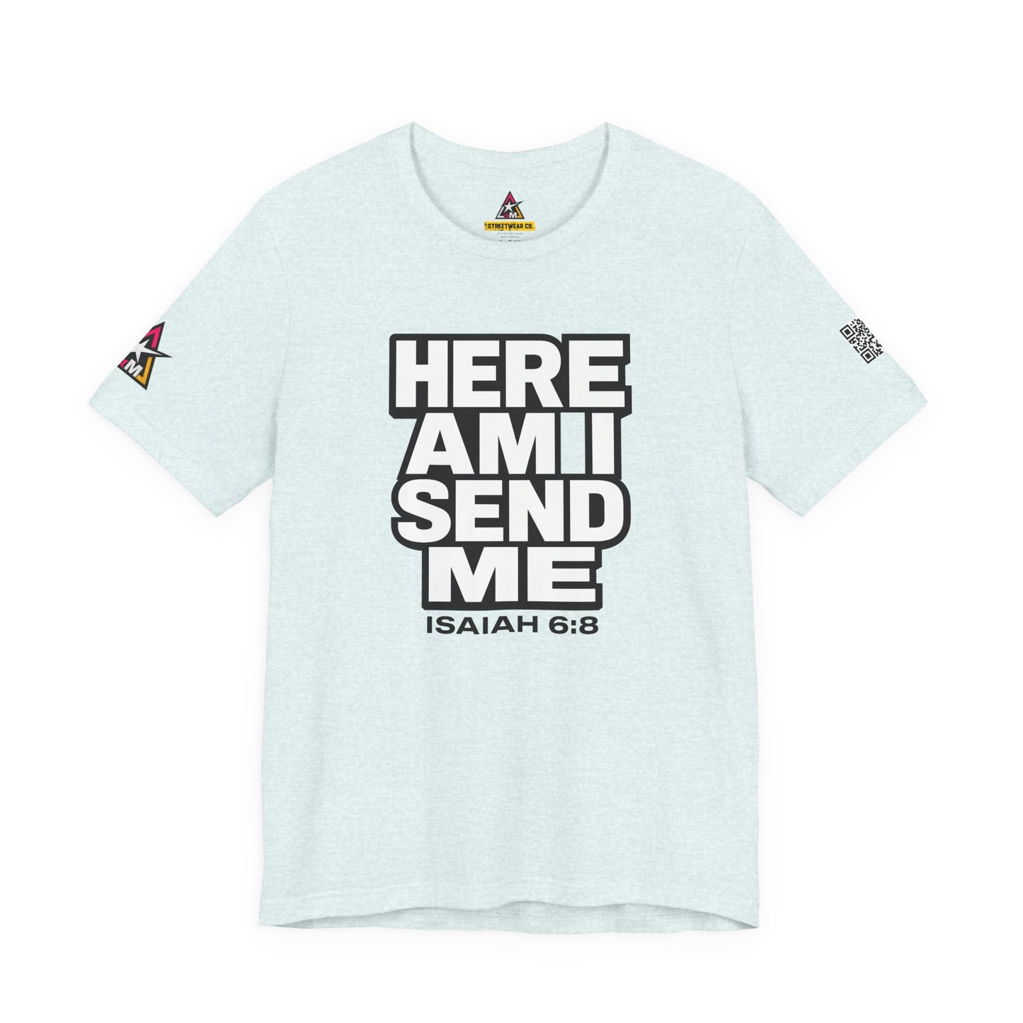 Here Am I, Send Me Graphic T-Shirt | Isaiah 6:8 Christian Tee | Faith Statement Shirt