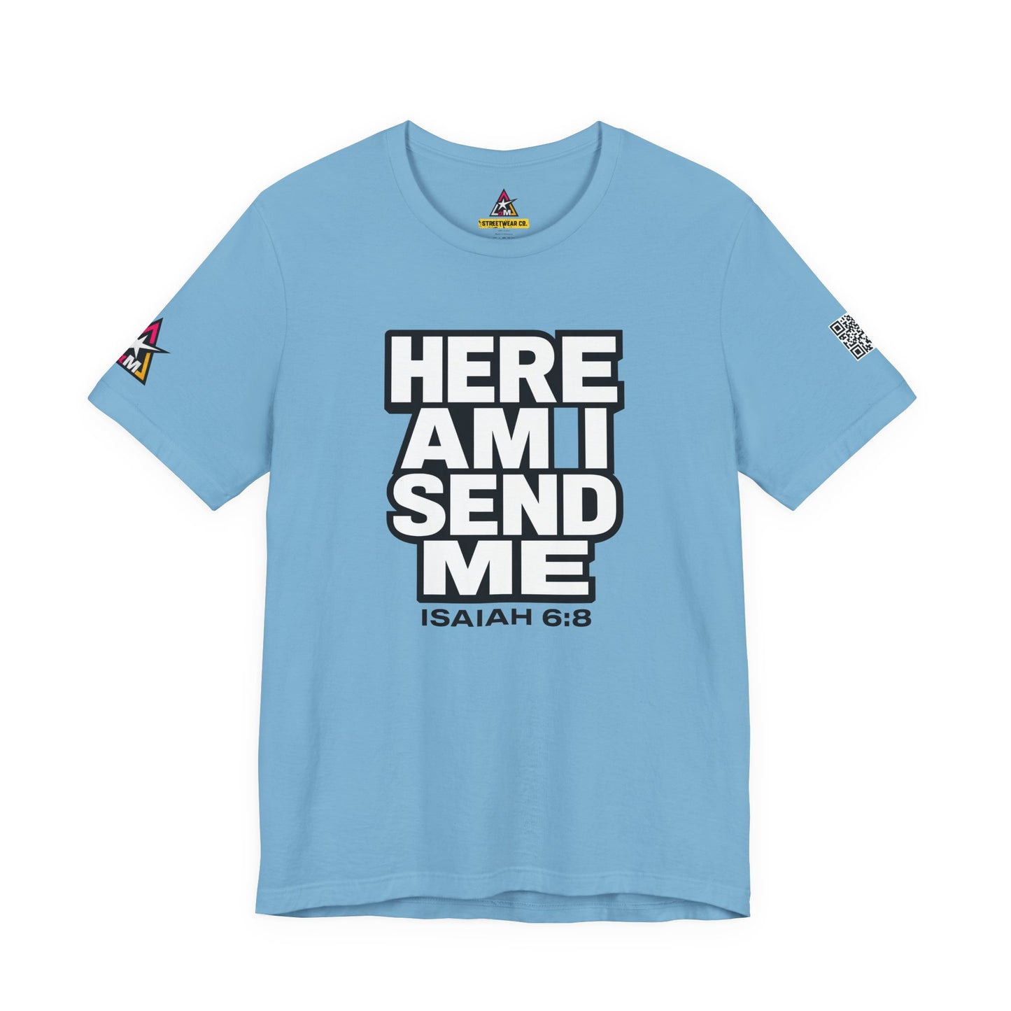 Here Am I, Send Me Graphic T-Shirt | Isaiah 6:8 Christian Tee | Faith Statement Shirt