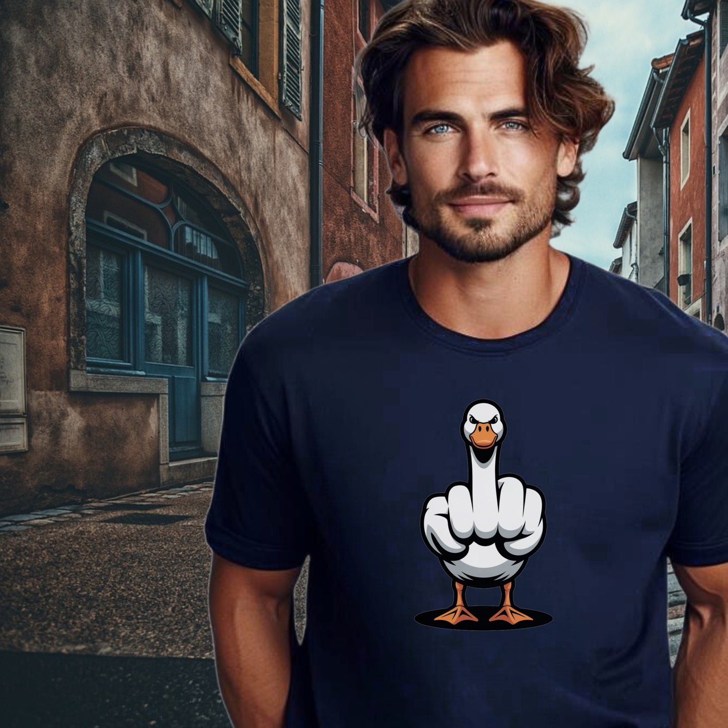 Funny Middle Finger Goose Graphic T-shirt