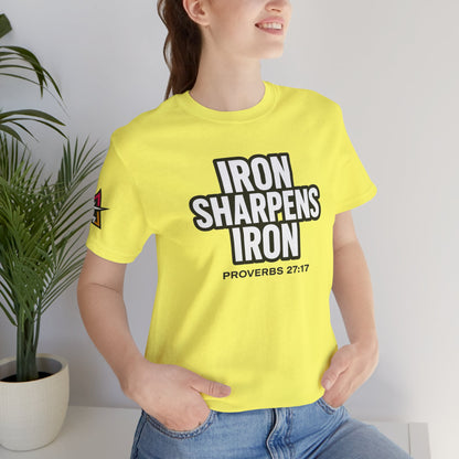 Iron Sharpens Iron Graphic T-Shirt | Proverbs 27:17 Christian Tee | Faith & Strength Streetwear