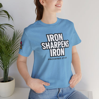 Iron Sharpens Iron Graphic T-Shirt | Proverbs 27:17 Christian Tee | Faith & Strength Streetwear