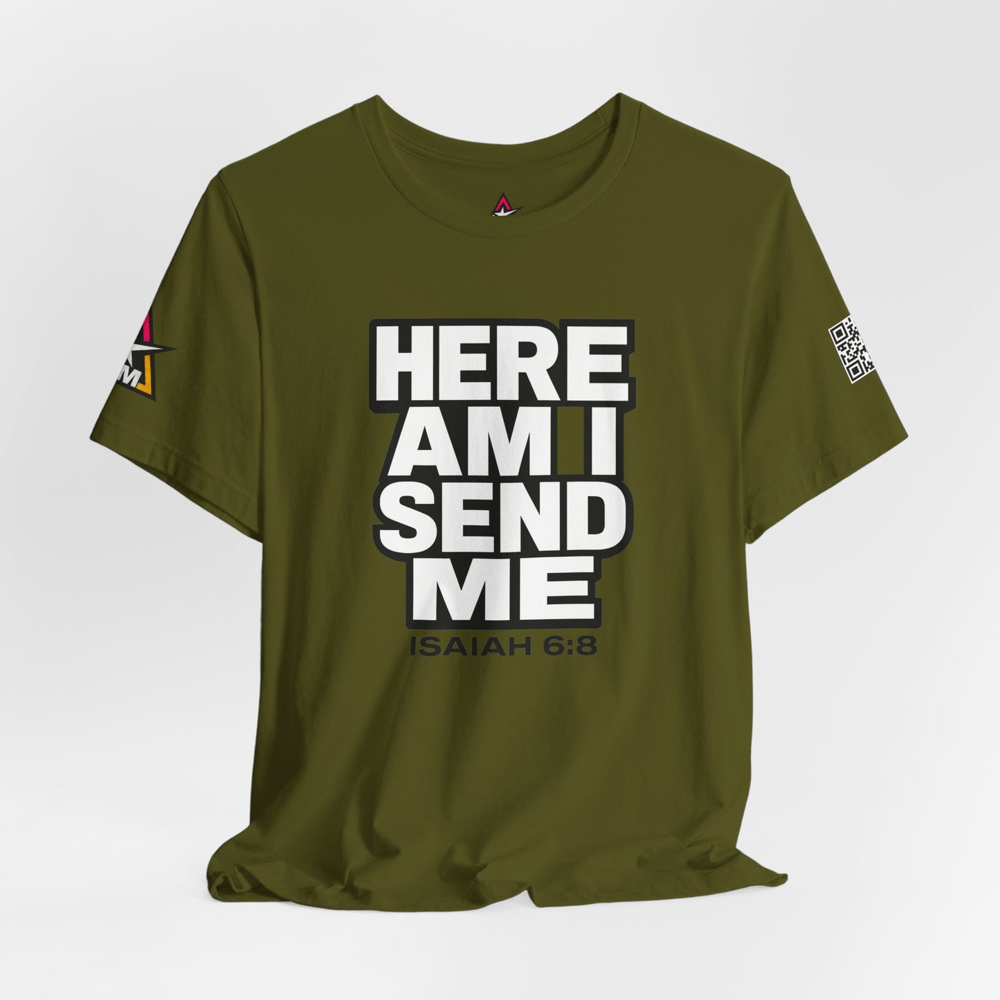 Here Am I, Send Me Graphic T-Shirt | Isaiah 6:8 Christian Tee | Faith Statement Shirt
