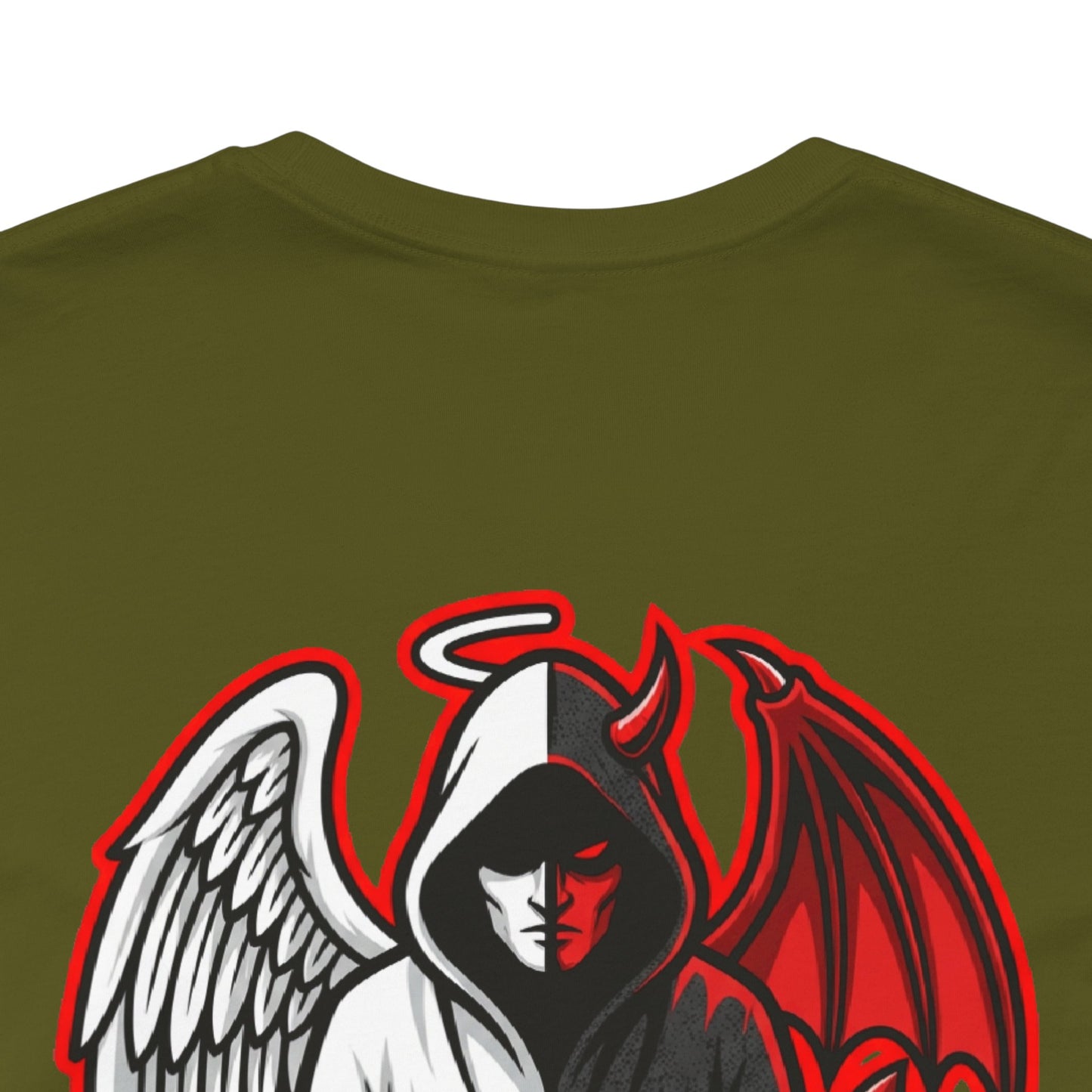 LOOK TWICE Angel & Devil Graphic T-Shirt | Duality Streetwear Tee | Good vs Evil Shirt | Unisex Graphic Tee