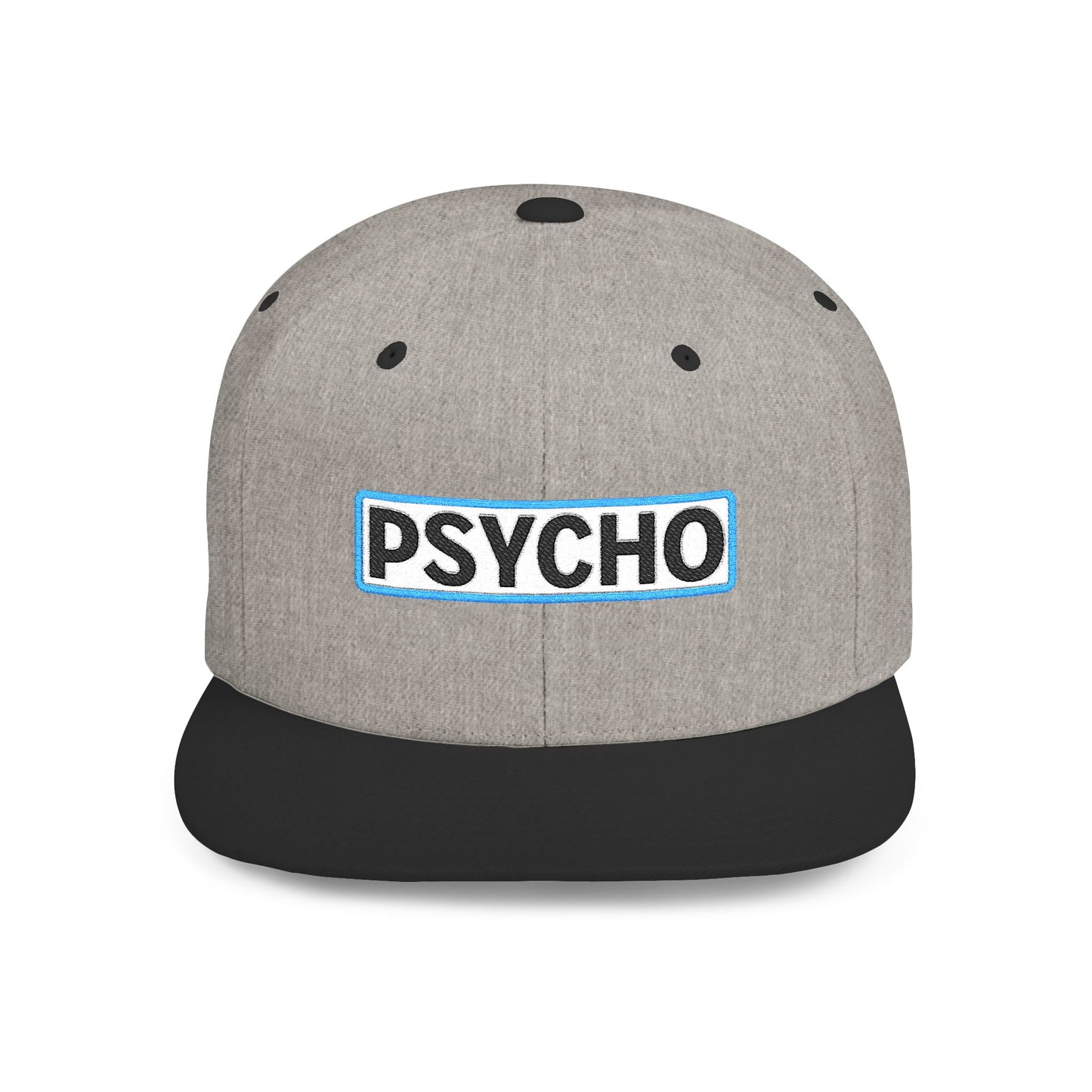 PSYCHO Embroidered Snapback Hat | Funny Statement Cap | Bold Streetwear Flat Bill | Conversation Starter Gift
