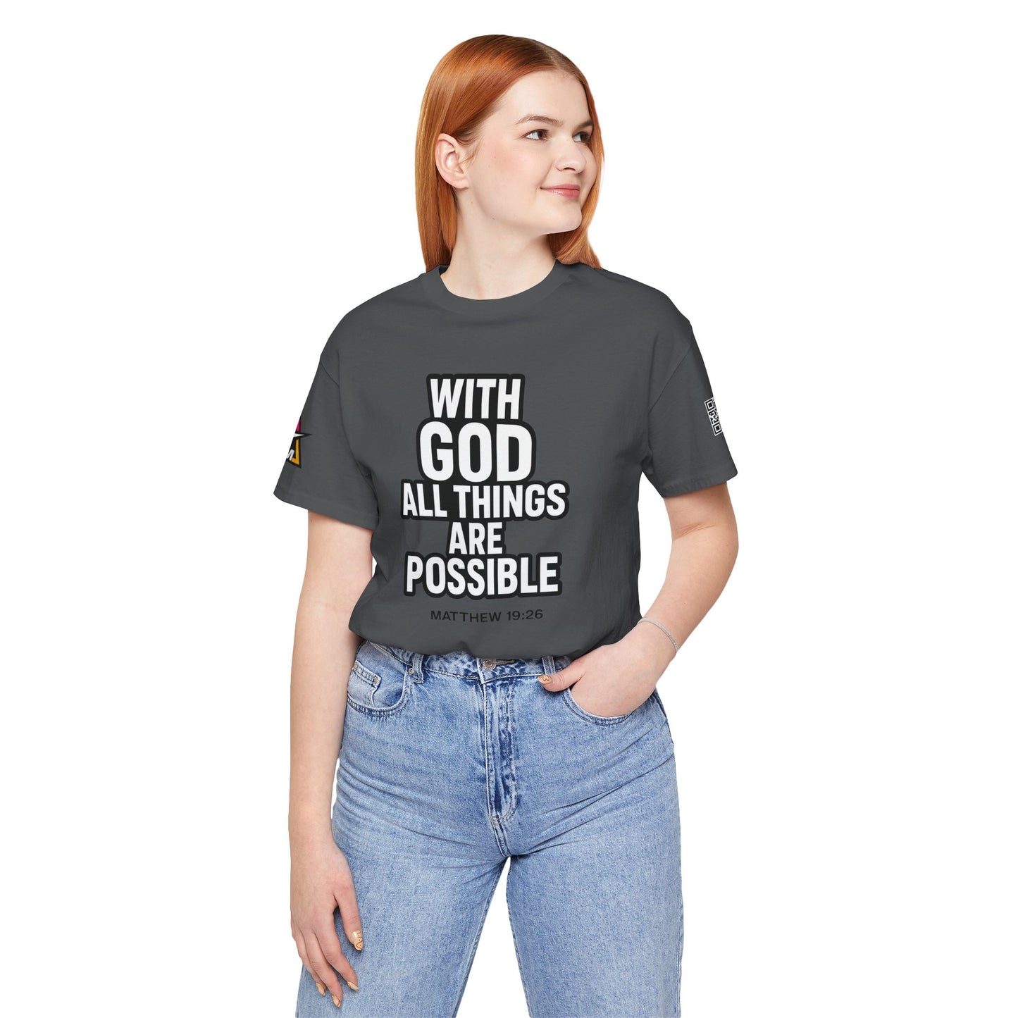 With God All Things Are Possible Graphic T-Shirt | Matthew 19:26 Christian Tee | Faith & Strength Streetwear