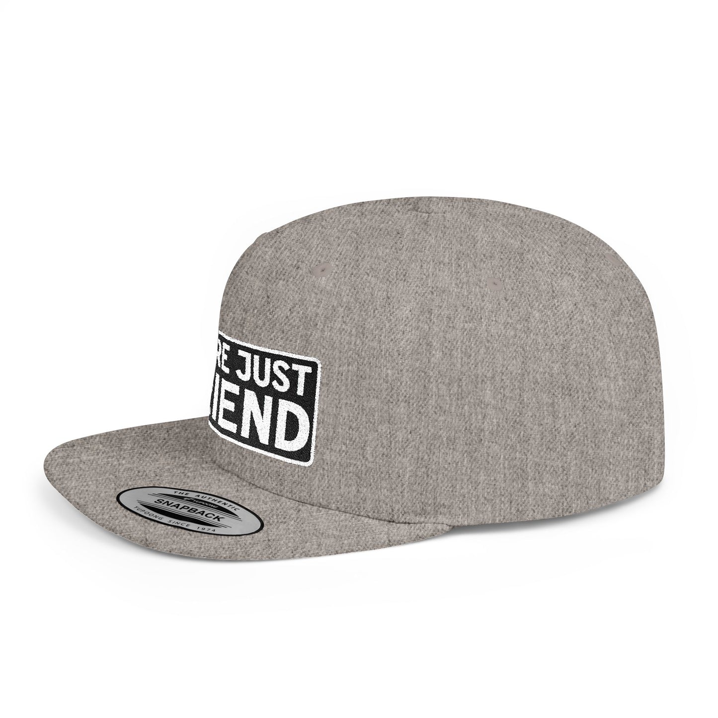 WE'RE JUST FRIENDS Embroidered Snapback Hat | Funny Friend Zone Cap | Sarcastic Streetwear Hat | Conversation Starter Gift