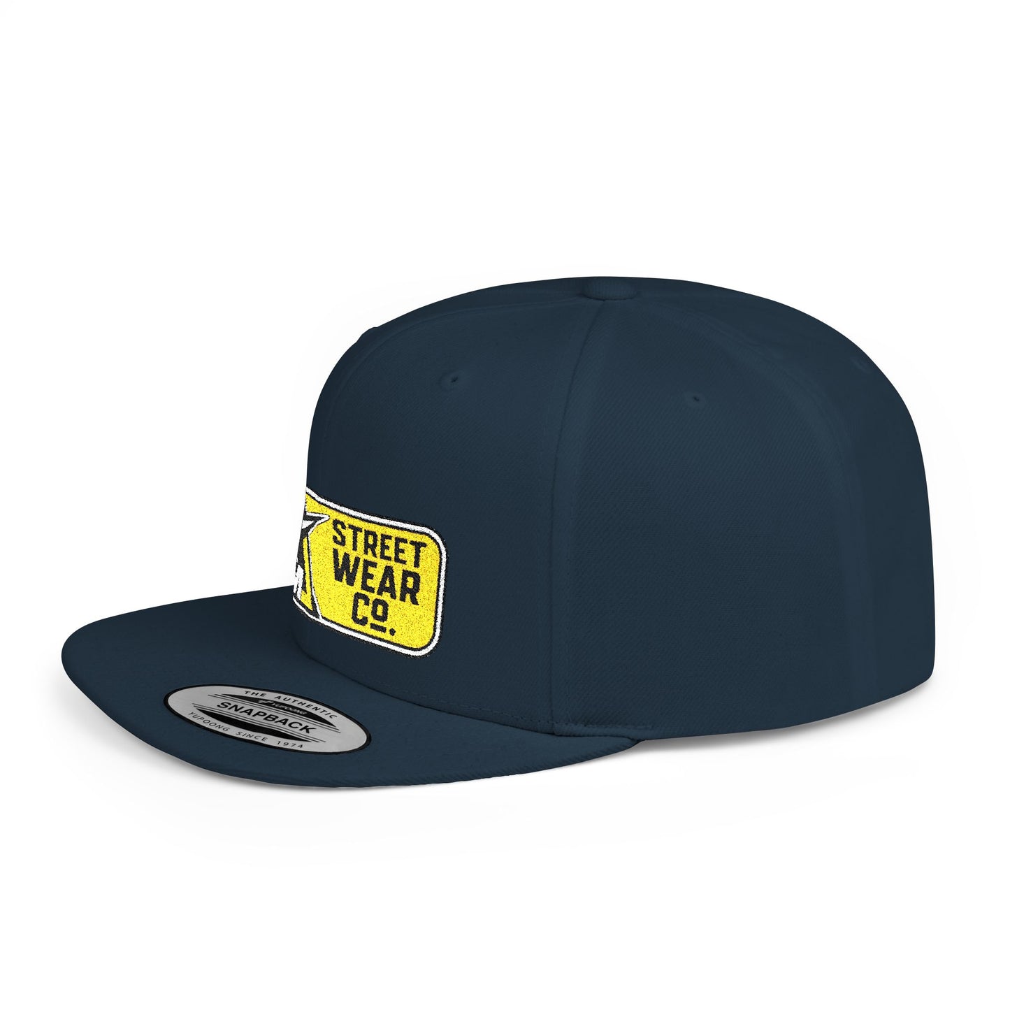 AM Streetwear Co. Embroidered Snapback Hat | Premium Streetwear Cap | Modern Logo Flat Bill Hat | Everyday Lifestyle Cap