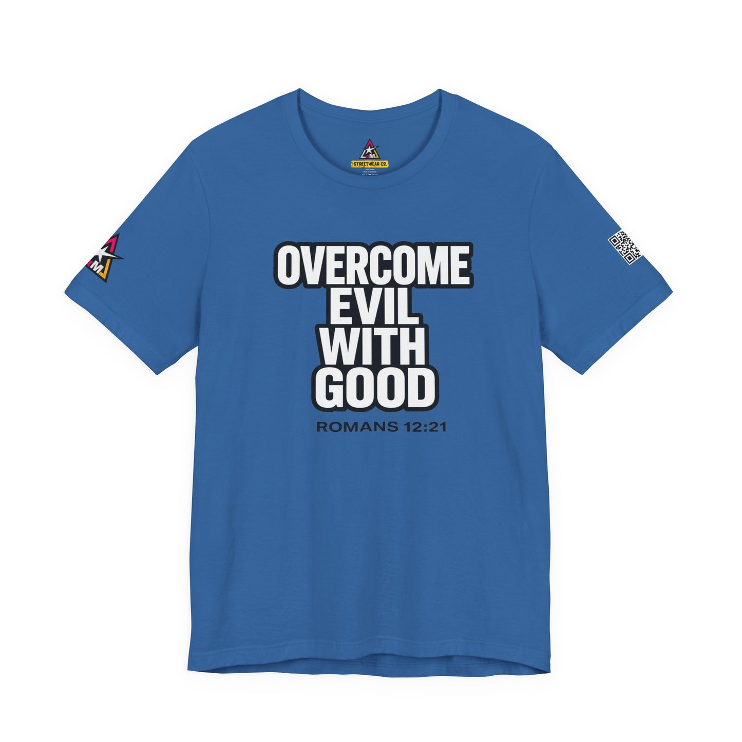 Overcome Evil With Good Graphic T-Shirt | Romans 12:21 Christian Tee | Faith & Strength Streetwear
